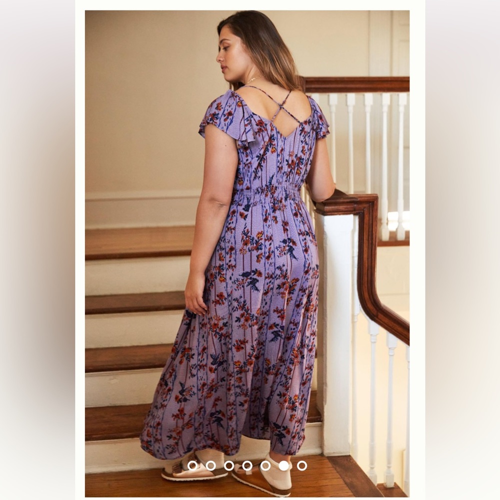 Anthropologie Flutter Sleeved Midi Cross Back Lil… - image 5